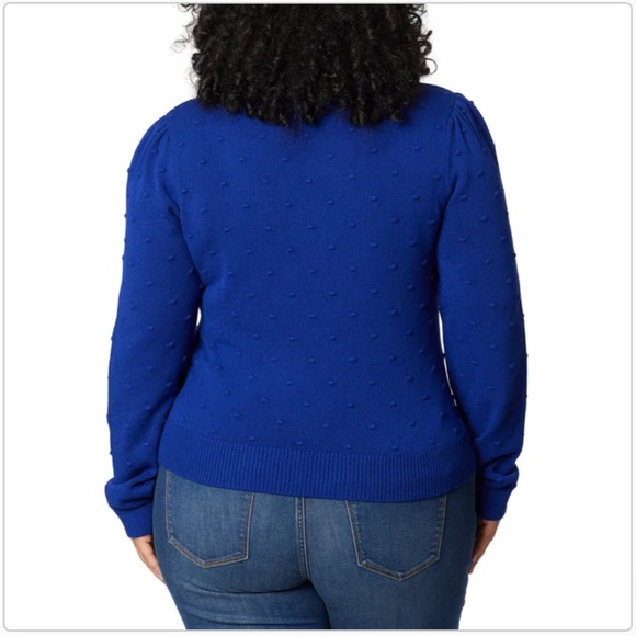 NWT Draper James Women's Textured Long Sleeve Relaxed Fit Crewneck Sweater BLUE - Picture 6 of 7